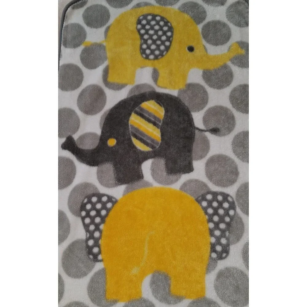 RN 119741 Gray Yellow Elephants Baby Blanket Lovey